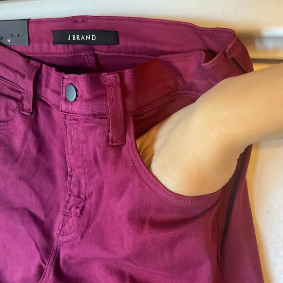 J Brand Women Skinny Jeans 602 Size 28 Deep Plum Red Mid-Rise Stretch Boot Cut - Picture 7 of 12